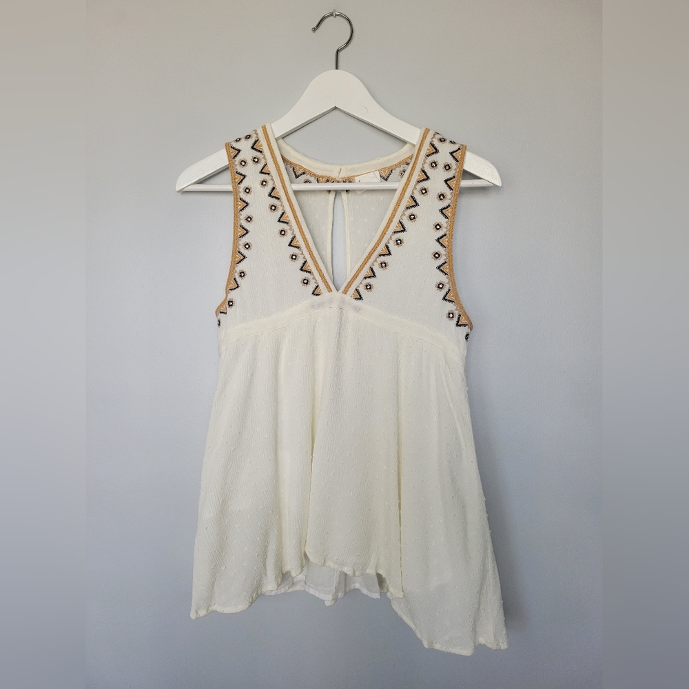 By Together Anthropologie Peasant Baby Doll Embroidered Bohemian Top SZ S